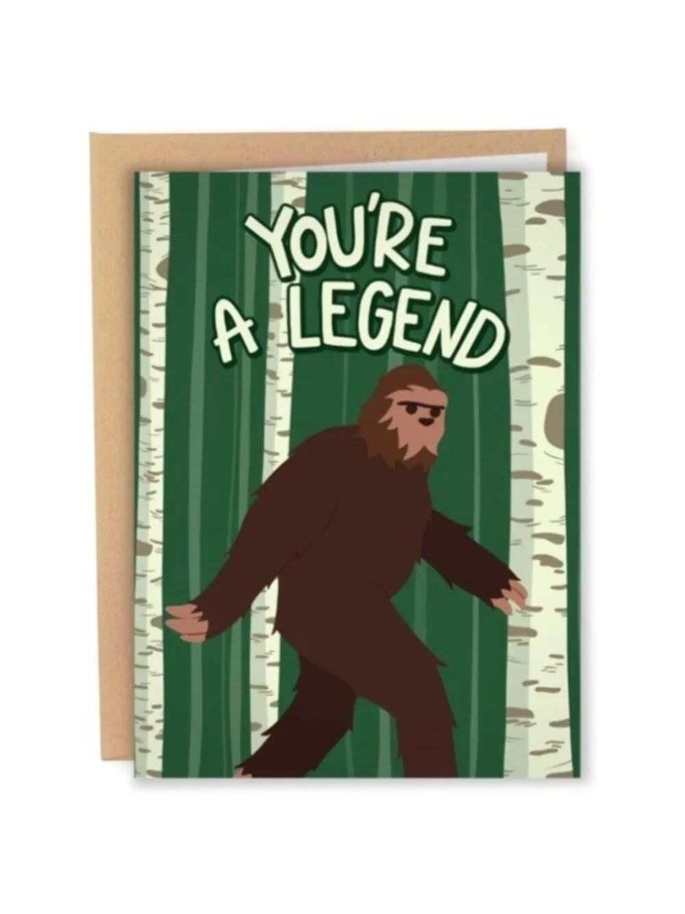Bigfoot Card Blank Inside Sasquatch Notecard Envelope 